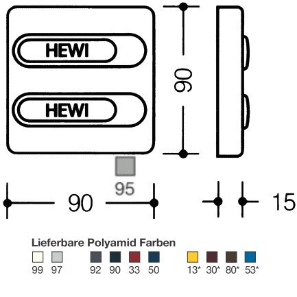 HEWI 685.1.21 95 Polyamid Klingelplatte mit zweifach Tasten felsgrau